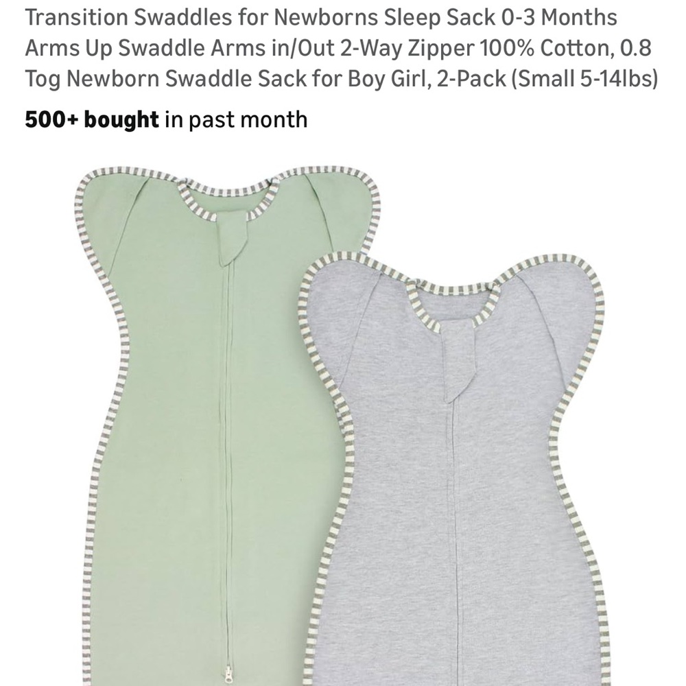 Green and Gray Swaddle Sack 2-Pack